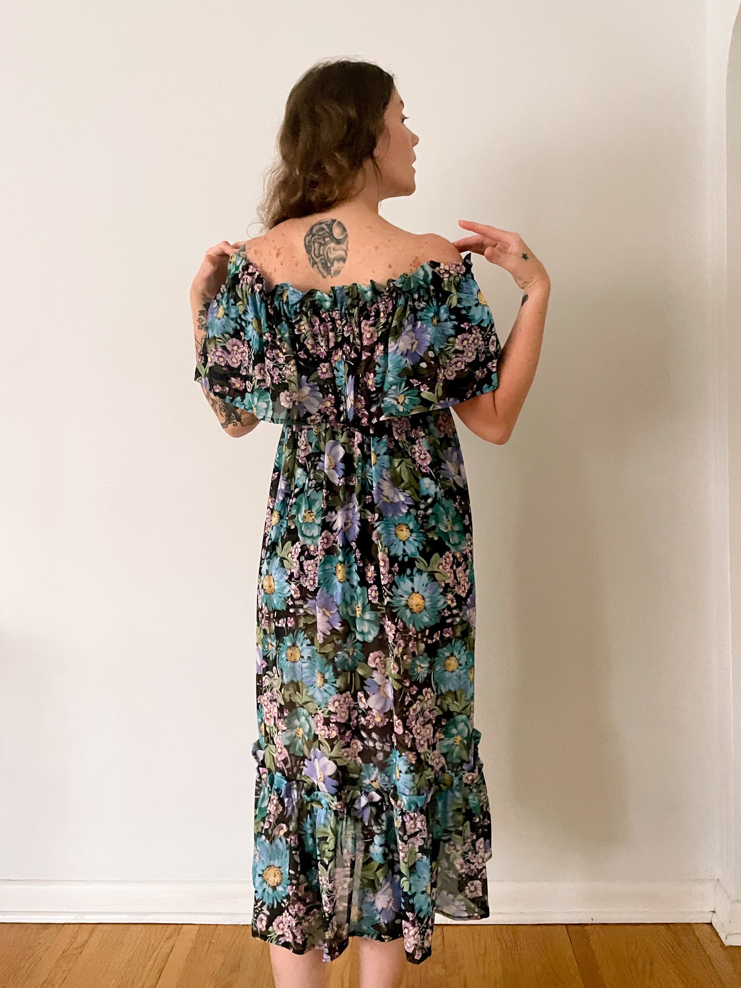 Midnight Flower Midi Dress