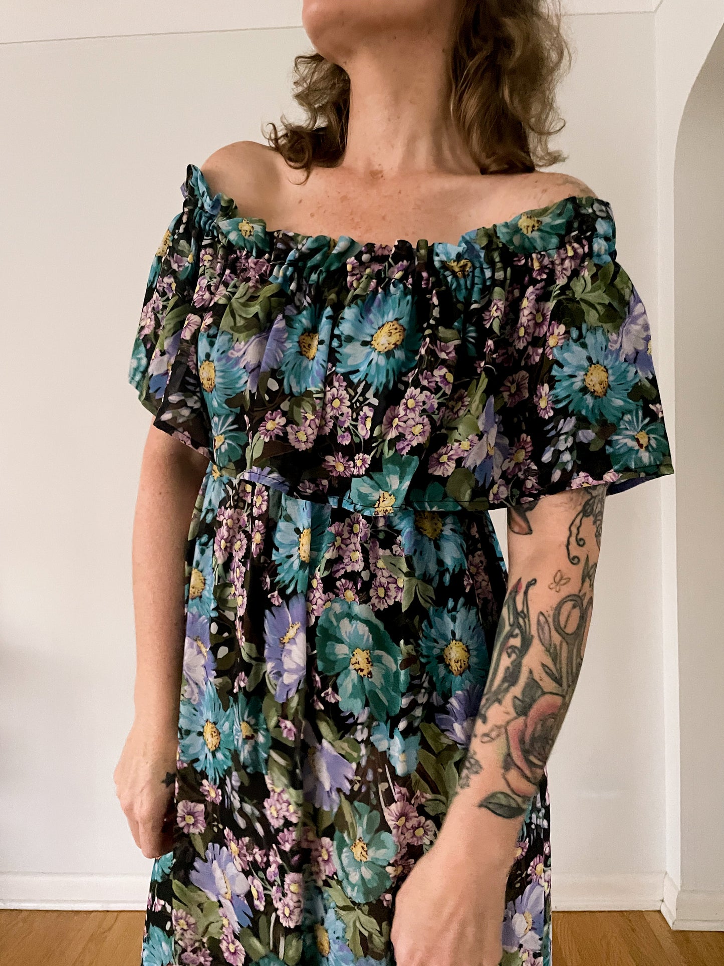 Midnight Flower Midi Dress