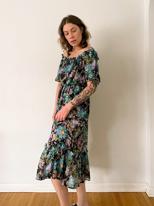 Midnight Flower Midi Dress