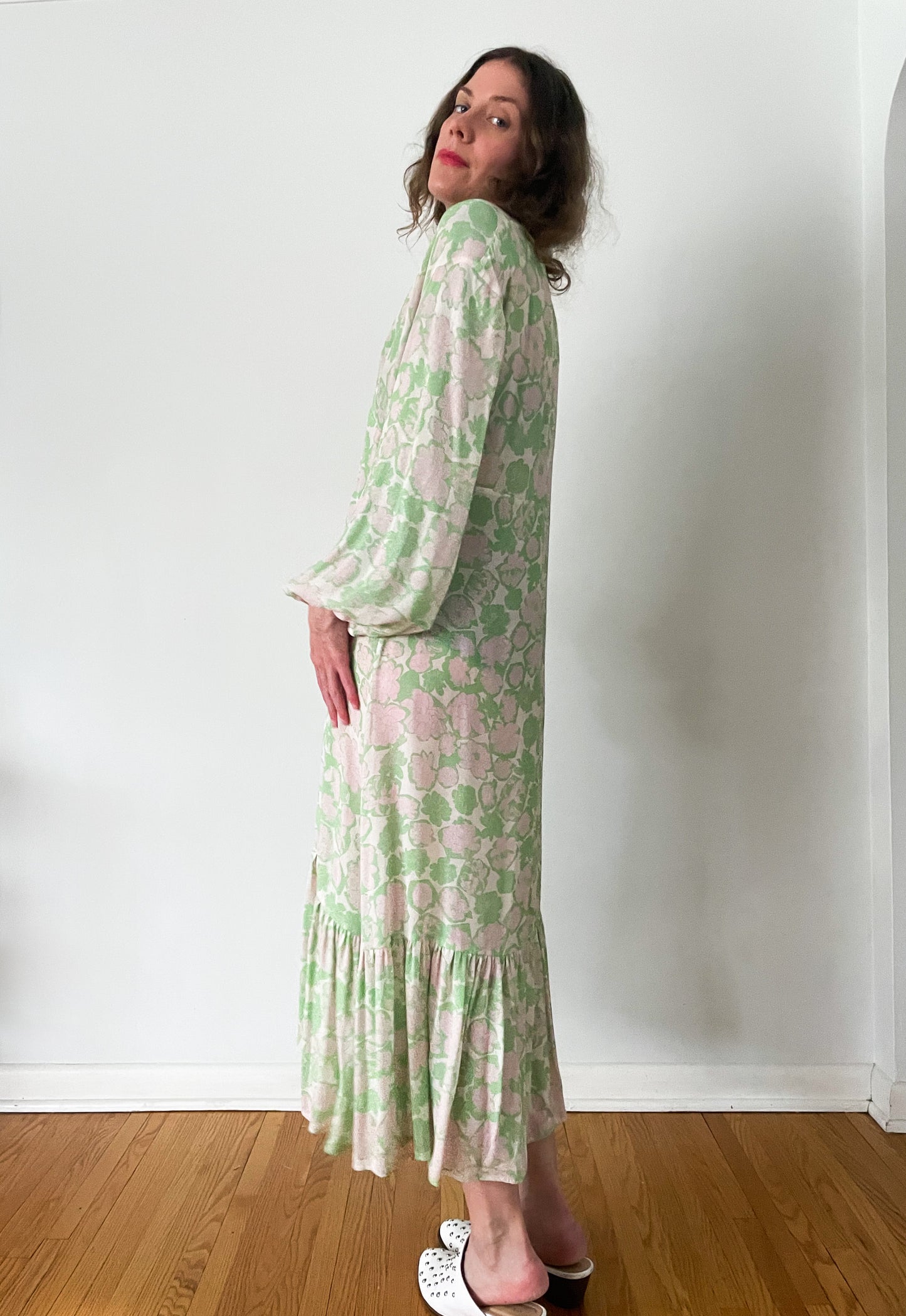 Lime Flowering Floor Breezy Summer Dress