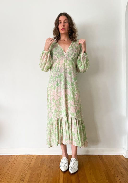 Lime Flowering Floor Breezy Summer Dress