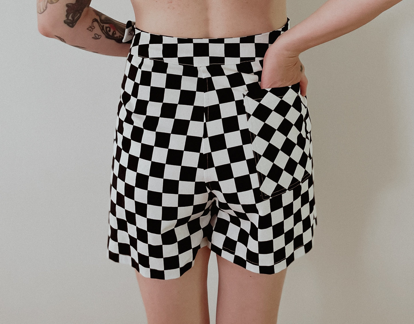 Black & White Diagonal Check Skort