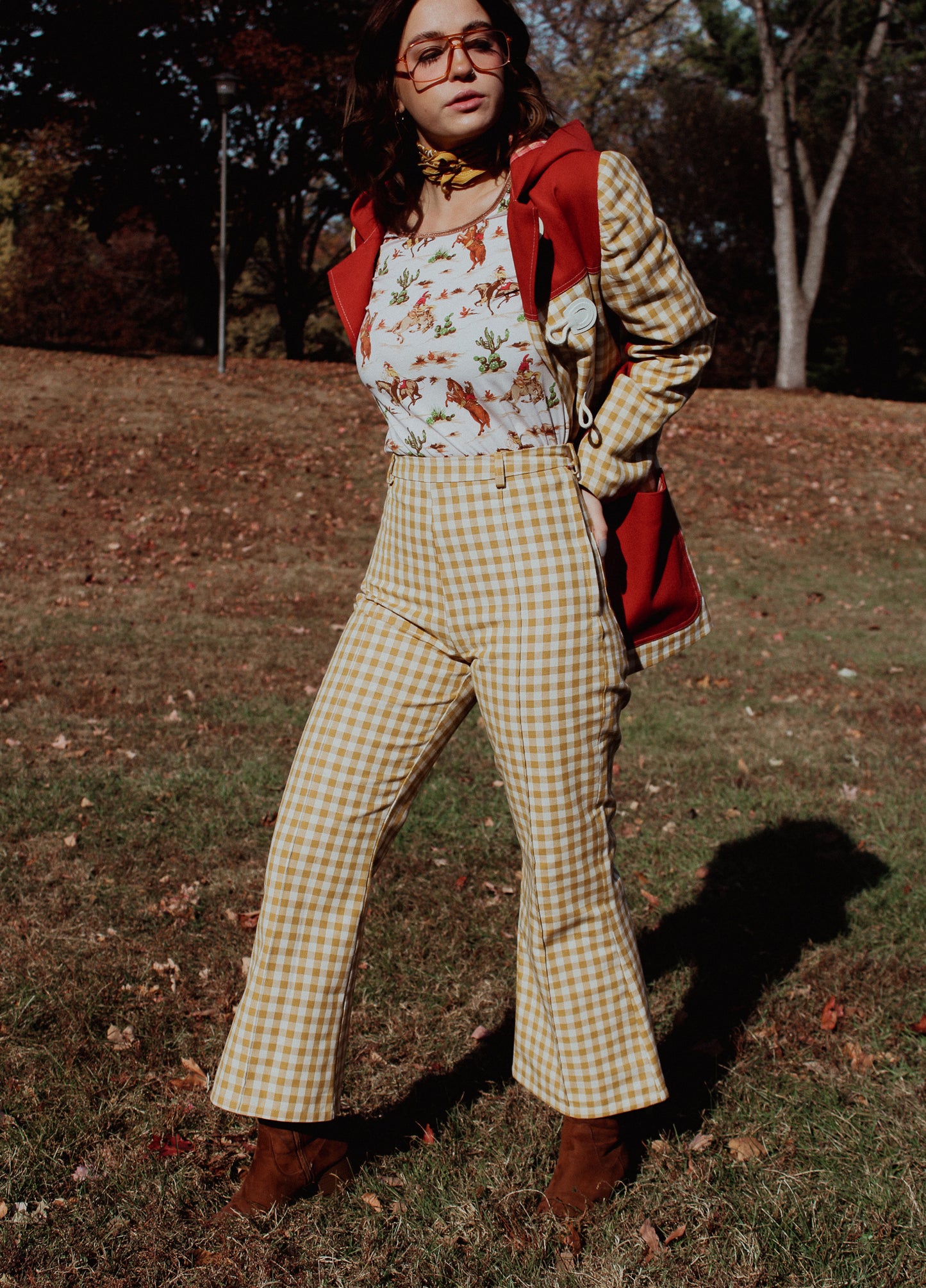 Yellow and Ivory Check Trouser