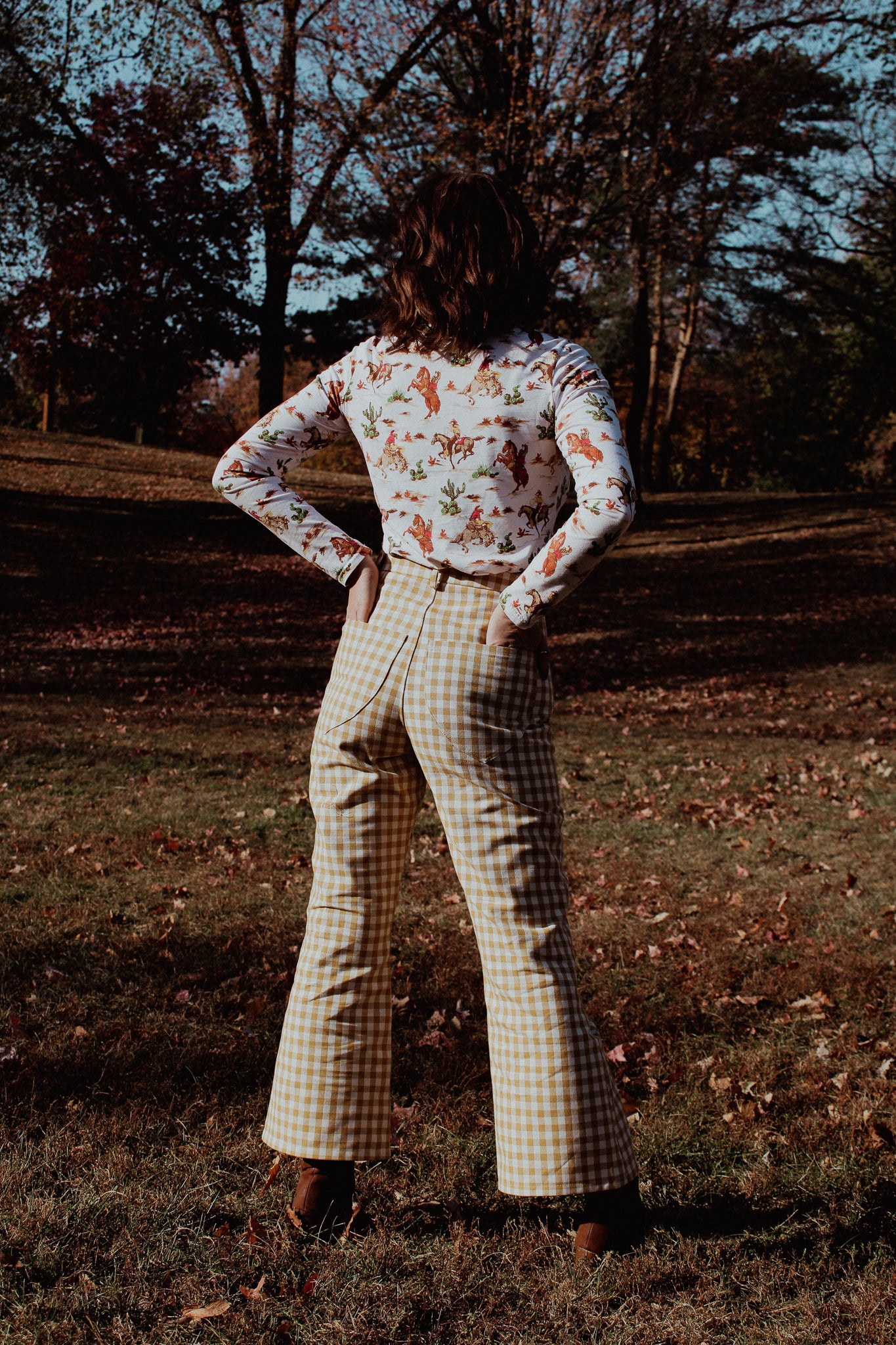 Yellow and Ivory Check Trouser