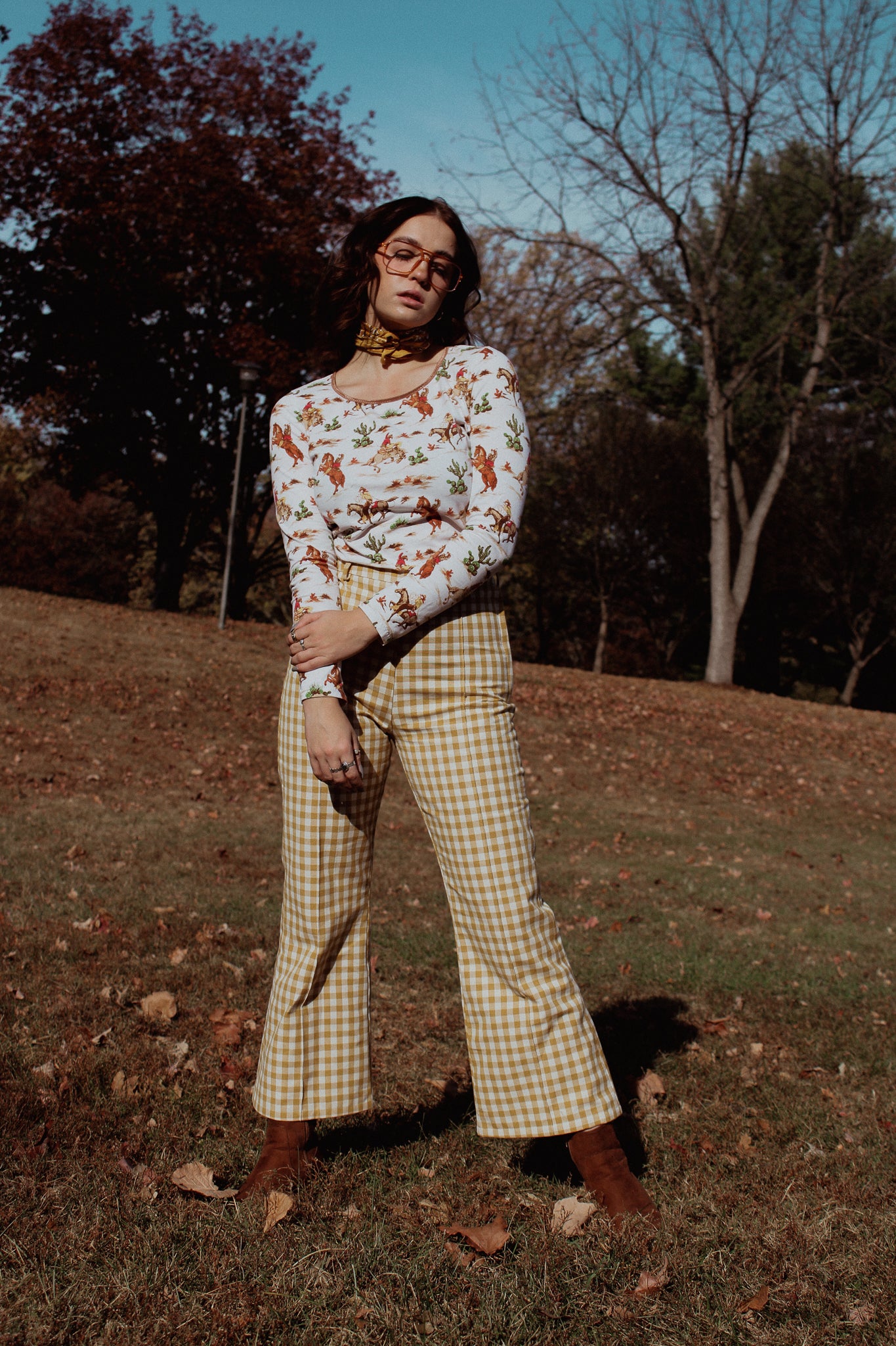 Yellow and Ivory Check Trouser