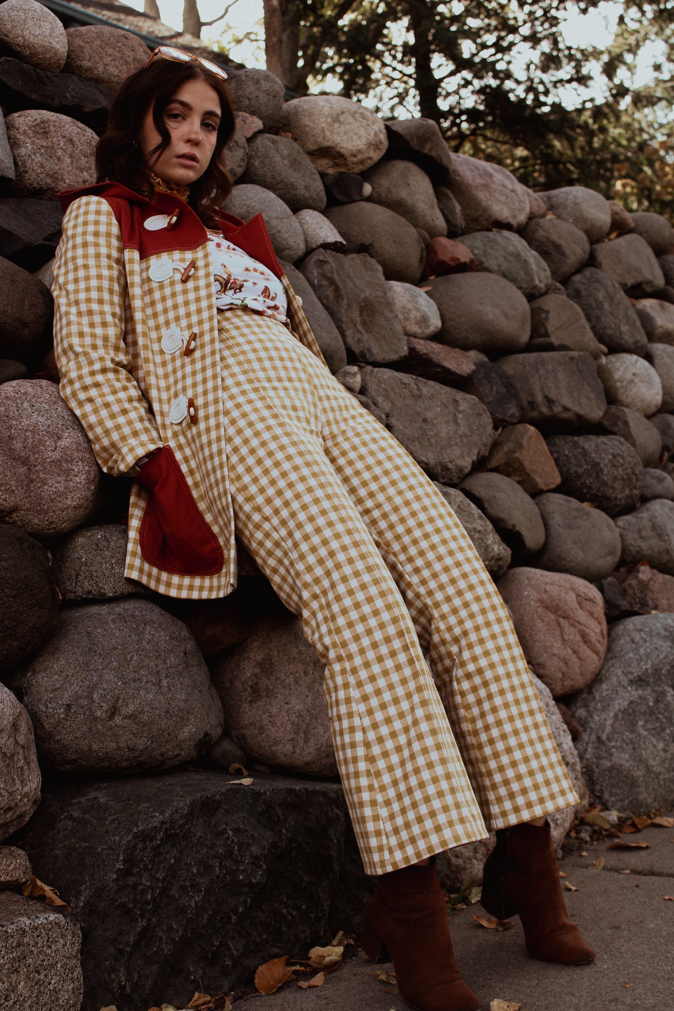 Yellow and Ivory Check Trouser