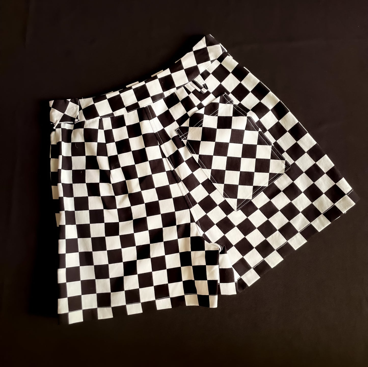 Black & White Diagonal Check Skort